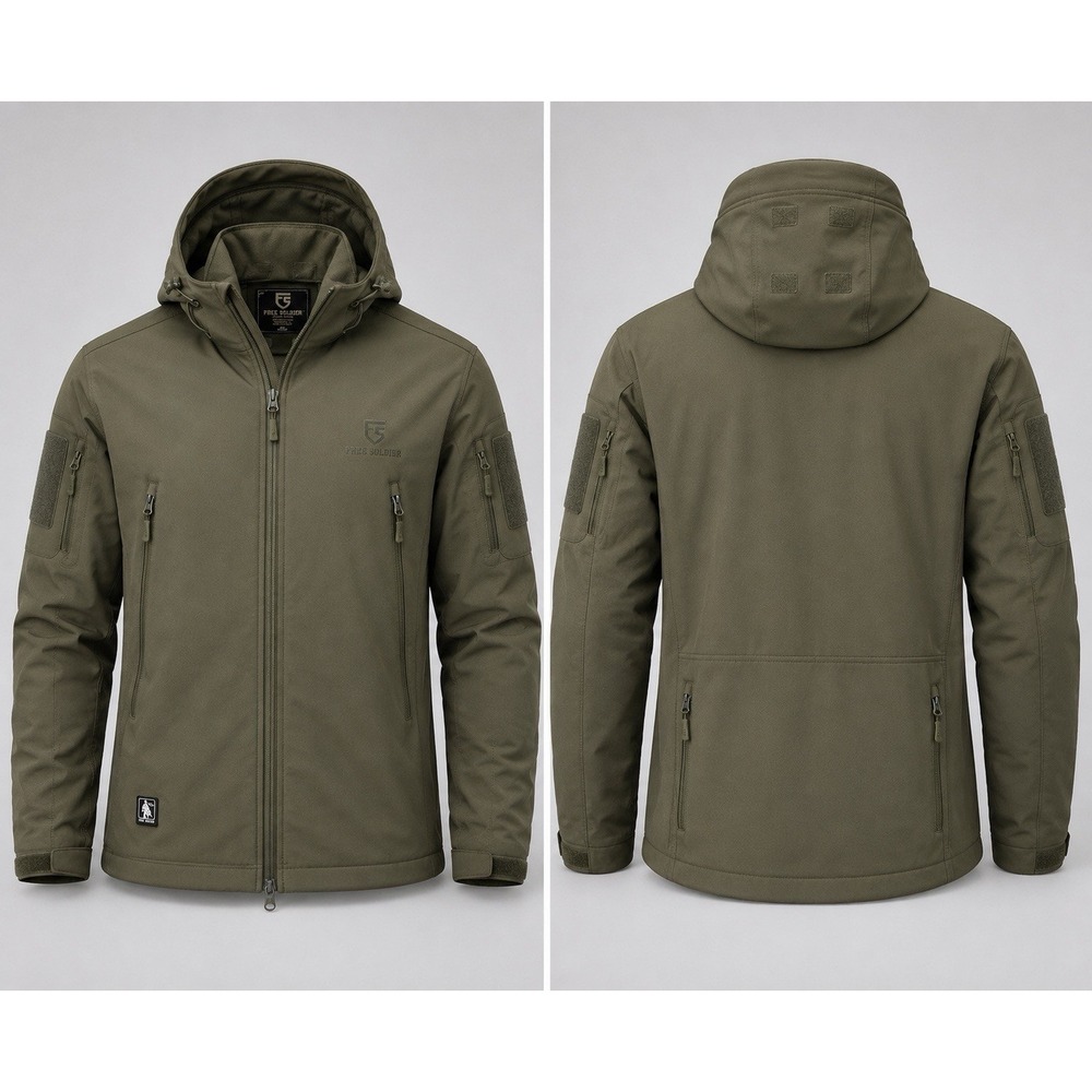 Free Soldier Tactical Softshell Jacket Men's 2XL Green Hooded Military Fleece